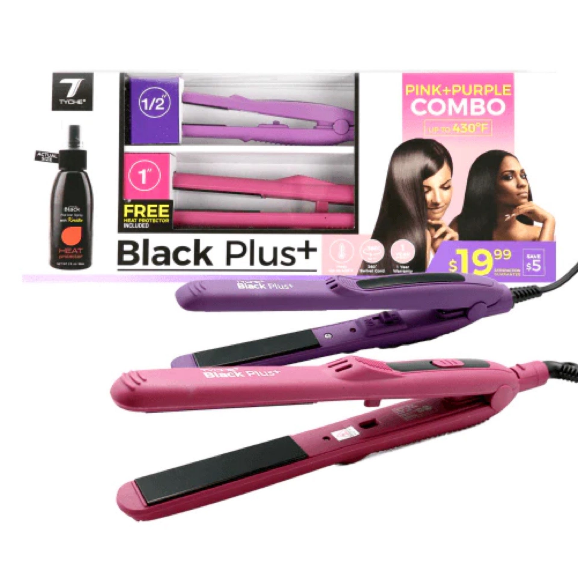 Tyche Ceramic Coated Plate Flat Iron 1 1 2 Combo Pink Purple Copper Root Beauty Supply 5th Ave Mall
